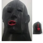 3d latex hood fetish nose tube gag