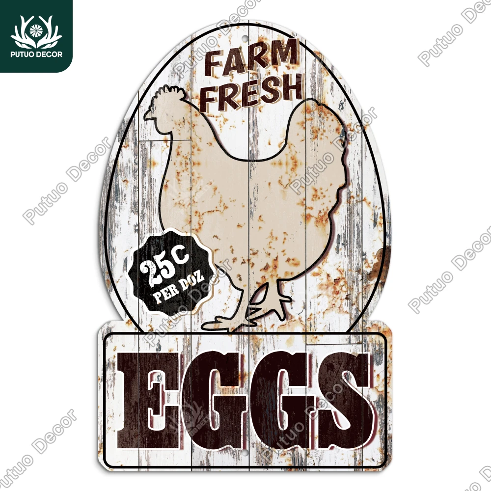 Putuo Decor 1pc PVC Wall decoration, Farm Fresh eggs 25c/dozen, Wall art decoration, Family farmhouse, Farm Farm chicken coop