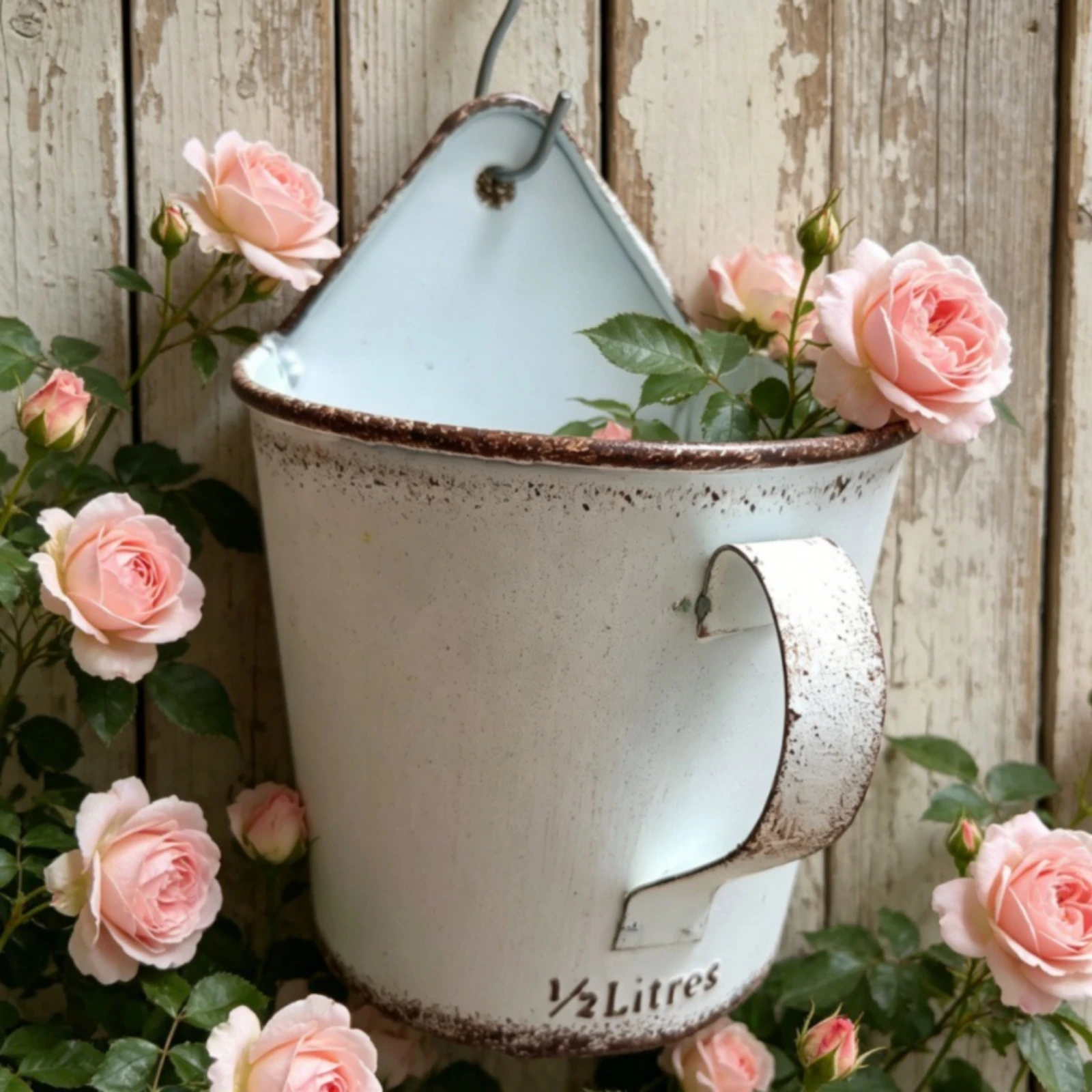 Metal Wall Planter Triangular Back Plate Vintage Wall Planter Plant Holder Rust-Toned Edging Distressed Finish