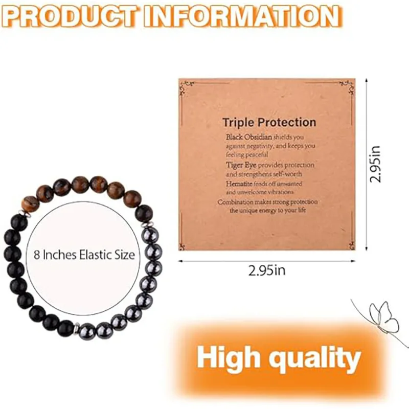 Obsidian Magnet Tiger's Eye Adjustable Handmade Elastic Bracelet Tiger's Eye Versatile Jewelry Bracelet