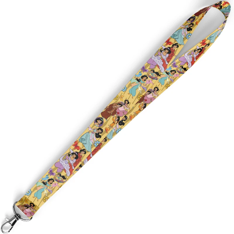 D1619 Cartoon Princess Jasmine Lanyard Phone Rope Key ID Campus Card Badge Holder Fashion Neck Strap Keychain Lariat Kids Gift