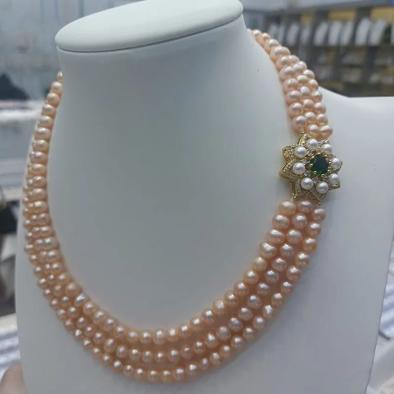 

Zhuji Freshwater Pearl Multi-layer Necklace White Champagne Color Fairy Light Luxury Elegant Women's Collarbone Chain Spring Hot