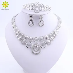 African Beads Jewelry Set Nigerian Wedding Ethiopian Jewelry Sets For Women Silver Color Necklace Sets Accessories