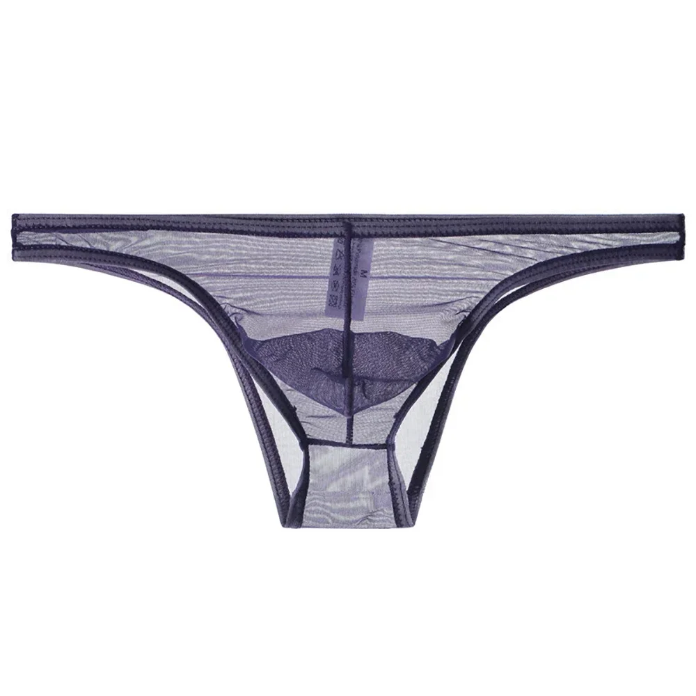 Men's Sexy See-through Briefs Mesh Sheer Pouch Stretchy Seamless Panties Transparent Breathable Perspectivity Thongs Underwear