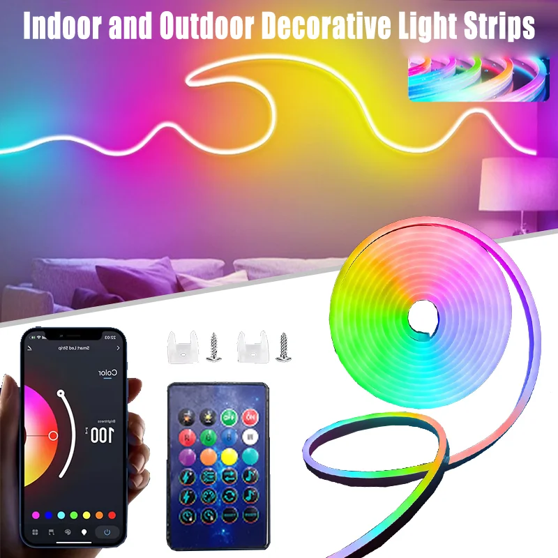 أضواء شريط LED مرنة، أضواء شريط نيون RGB متغيرة الألوان يمكن التحكم فيها عن بعد، IP67 أضواء نيون خارجية مقاومة للماء. #1