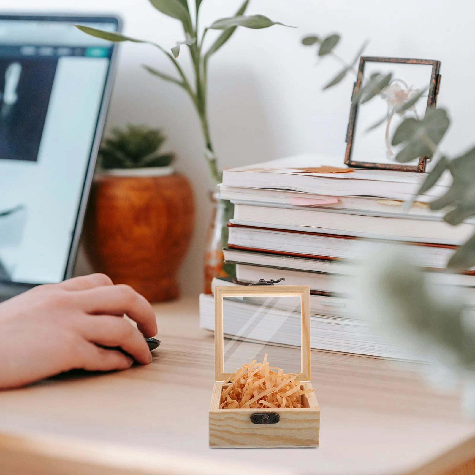 

Деревянный подарок, винтажный флип-дизайн, прозрачный стеклянный верх, органайзер для хранения ювелирных изделий для колец, браслетов, часов, коробка для безделушек на память