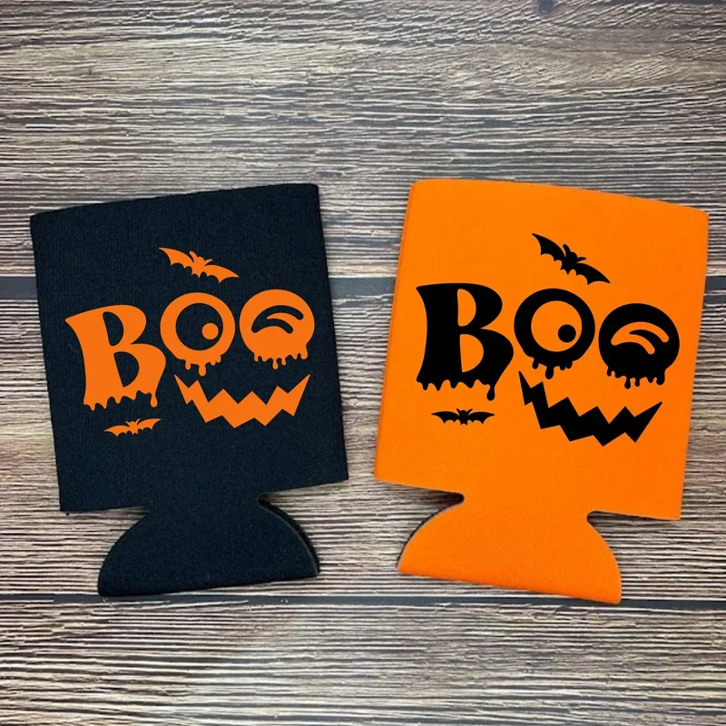 

2pcs Boo Halloween Can Coolers with Bats Trick or Treat Halloween Party Decoration Supplies Drinking Holders Funny Accessories