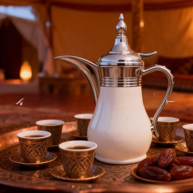 Stainless Steel Middle Eastern Dallah Arabic Coffee Pot Turkish Warm Water Kettle Teapot Palace Style