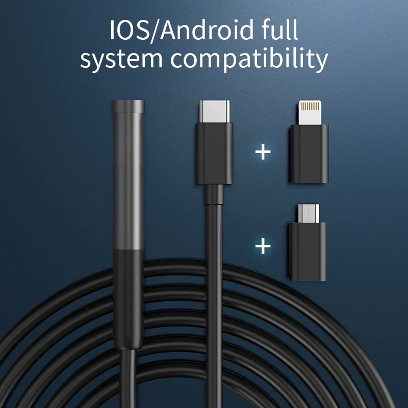 Endoscopio a testa singola e doppia da 8mm, fotocamera per endoscopio da 1m/3m, adatto per smartphone iPhone e IOS, strumento di ispezione delle