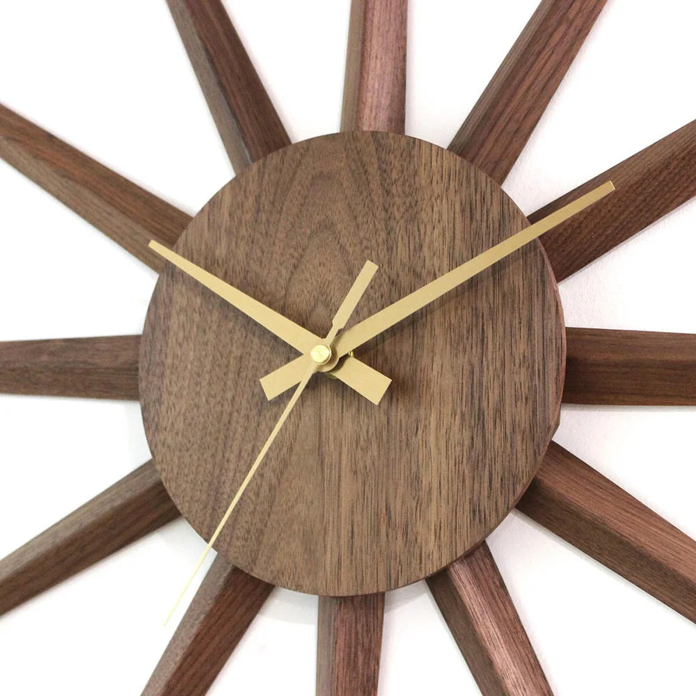 Modern Wood Sun Wall Clock Wall Watch Interior Silent Elegant Decorative Clocks Minimalist Luxury Aesthetic Living Room Watches