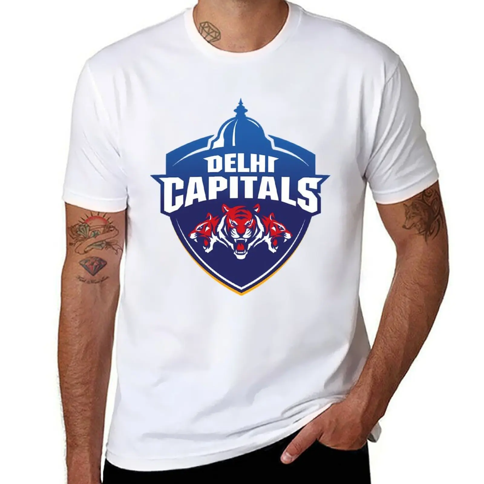 Camiseta Delhi-Logo para hombre, camisetas de algodón pesado para hombre, camiseta divertida con gráfico