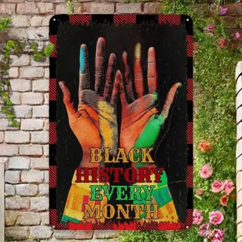 1pc Modern Black History Month Metal Tin Sign, 8x12 Inches, Multipurpose Wall Hanging Decor For Home, Living Room, Bedroom