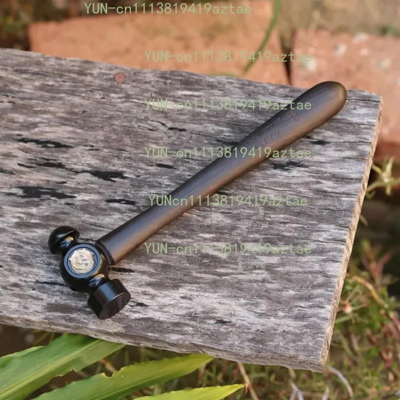 Double‑Headed Handmade EDC Leather Craft Hammer, 45# Steel HRC 54 Hardness Small Steel Hammer with Solid Ebony Handle