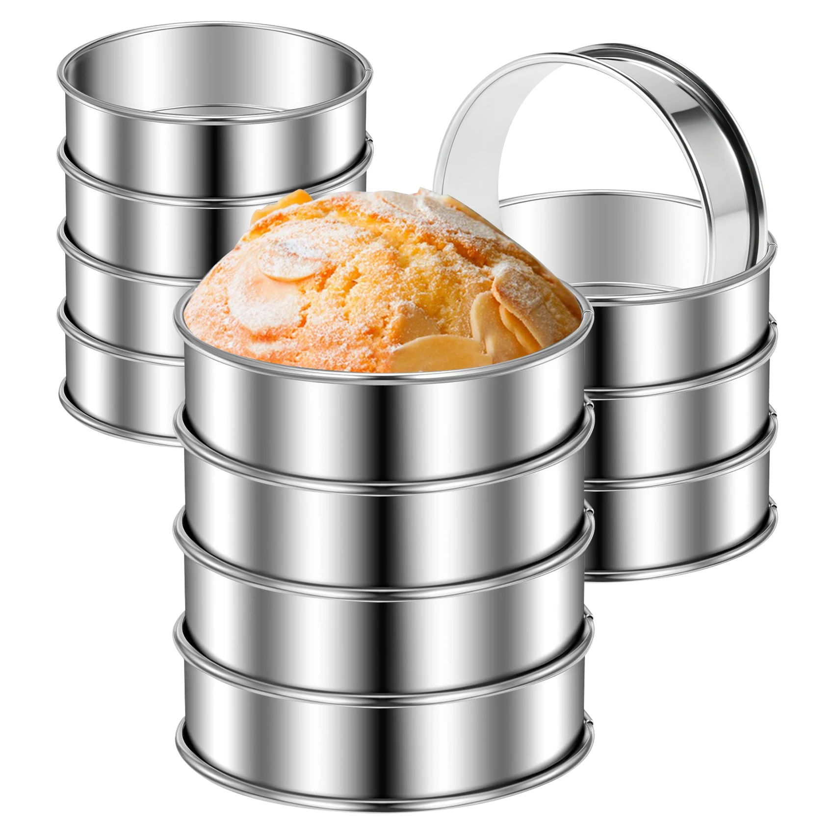 

12 шт., 3,15 дюйма, двойные свернутые кольца для пирогов, круглые кольца для кексов из нержавеющей стали, металлические формы для колец для пышек