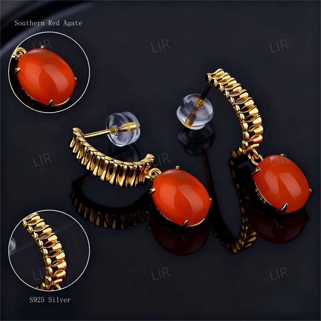 أقراط LIR النسائية: تصميم بسيط على شكل عظمة الثعبان Nanhong الطبيعية الكبيرة |   تتضمن شهادة الأحجار الكريمة