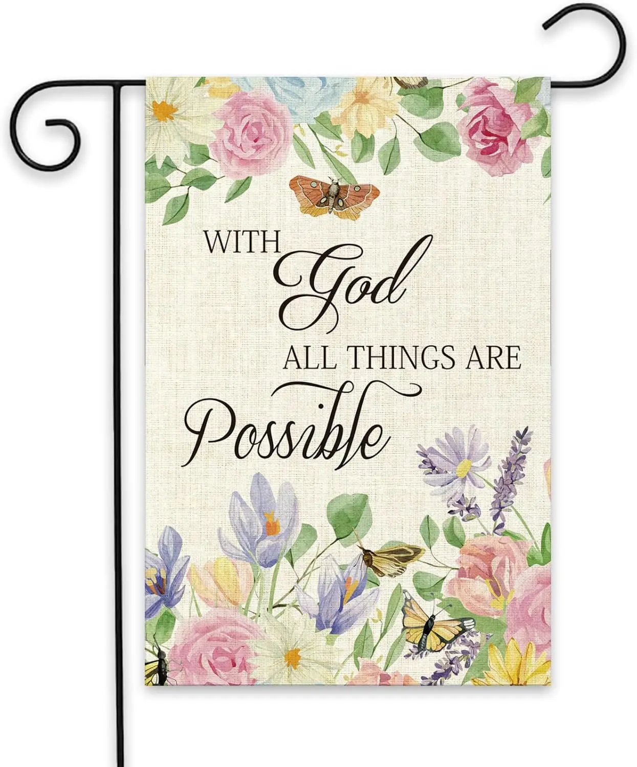 With God All Things are Possible Garden Flag - Spring Summer Fall Home Decorative Flag - Seasonal House Garden Yard Religiou hhz