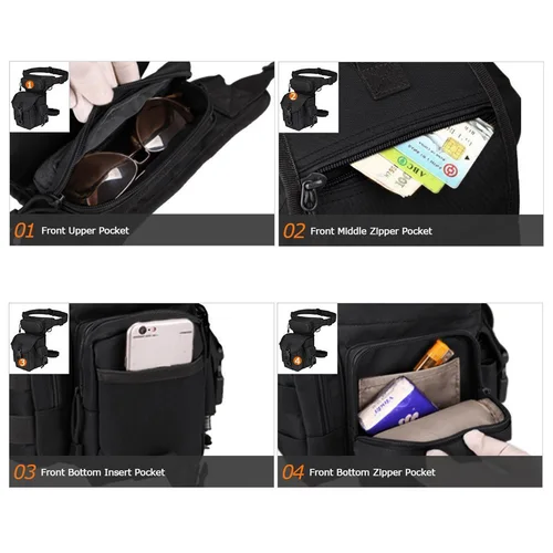 Imagen 2 del producto Bolsa táctica para pierna, bolsa para muslo, riñonera para motocicleta, bicicleta de carreras, nailon, alta calidad, ciclismo, senderismo, montar a caballo