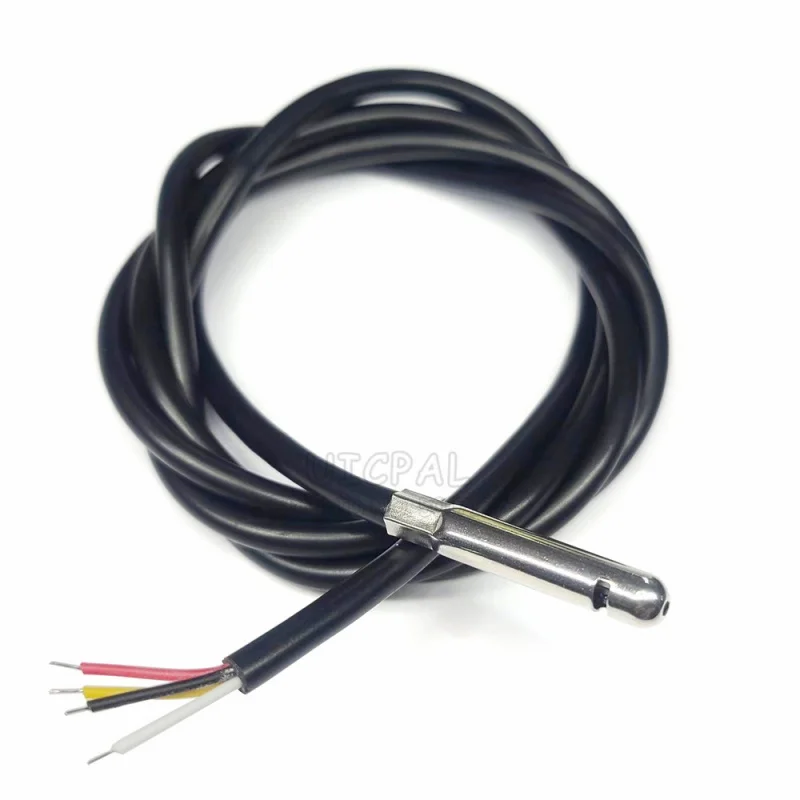 1M Humidity Sensor Probe Cable Waterproof 304 Stainless Steel Head SHT20 SHT30 SHT40 Digital Temperature Sensor I2C 3.0MM