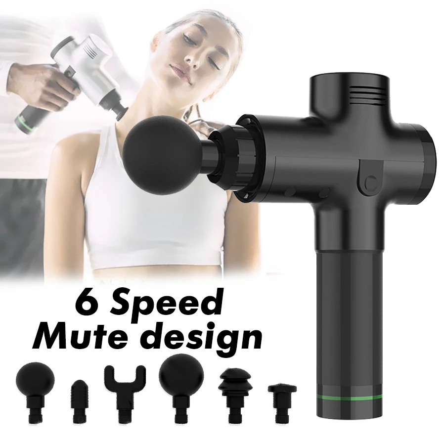 

Body Muscle Massager Gun 6 Speeds Electric Vibrating Therapy Guns Deep Tissue Massage Relax Mute Design Massage Machine 6 Heads