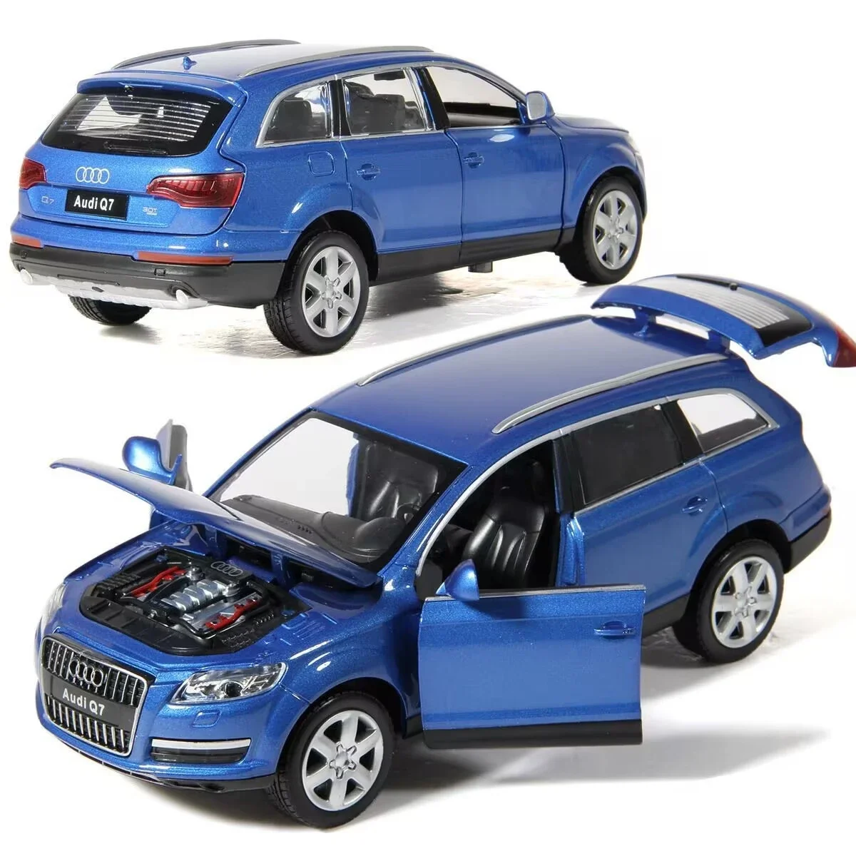 Modèle de voiture en alliage pour enfants, Audi Q7 SUV, Diecasts, Véhicules jouets en métal, Haute simulation, Collection, Son et lumière, Cadeau pour enfants, 1/32