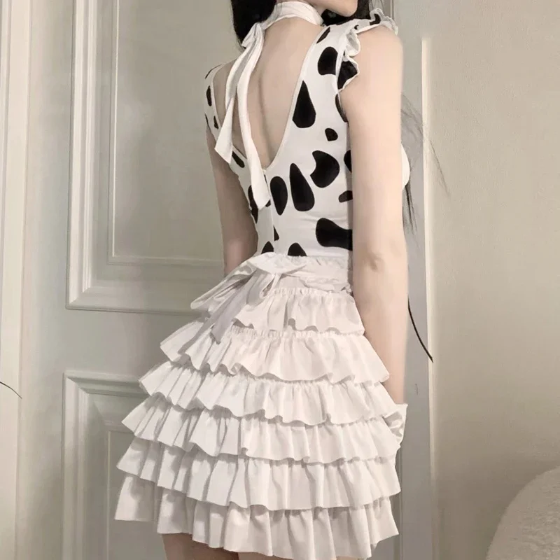 Lolita cute women anime sexy bunny girl backless bandage maid dress ruffles kawaii cosplay costumes cows lovely temporatation Ne