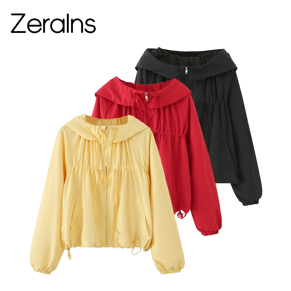 

ZERAINS 2026 Summer New Fashionable and Stylish Look, Vitality and Leisure Style Hooded Drawstring Jacket Coat