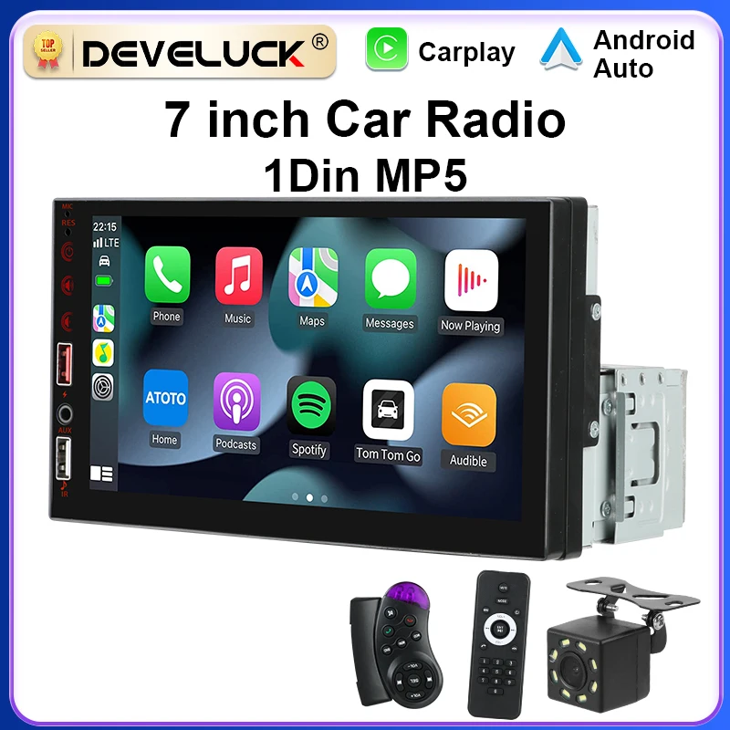 

7 inch Car Radio 1 Din MP5 Carplay Android Auto HD Autoradio Multimedia Player Car Stereo Bluetooth USB FM Universal NO 2Din