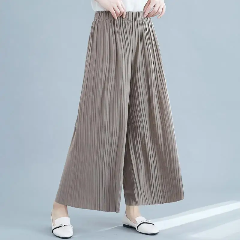 2027 wide leg Pants oversized Cotton Vintage pleated high Waist Casual loose Summer wide leg Pants Women Trousers