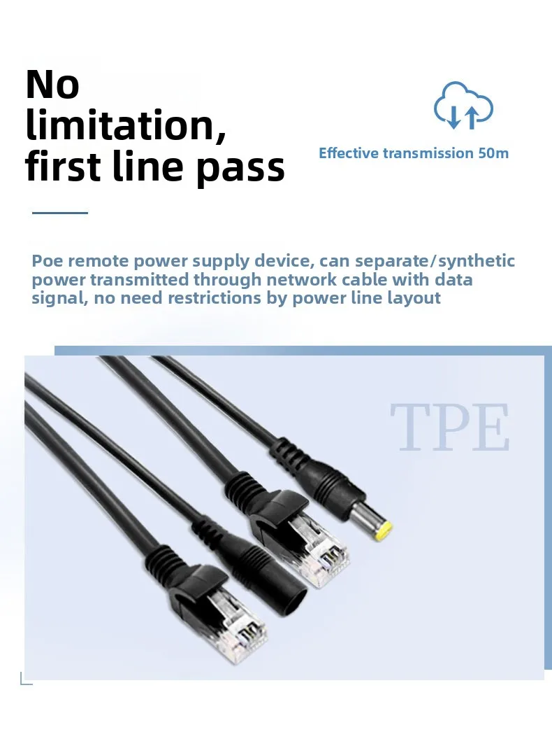 POE Cable Passive Power Over Ethernet Adapter Cable POE Splitter Injector Power Supply Module 12V for IP Camea