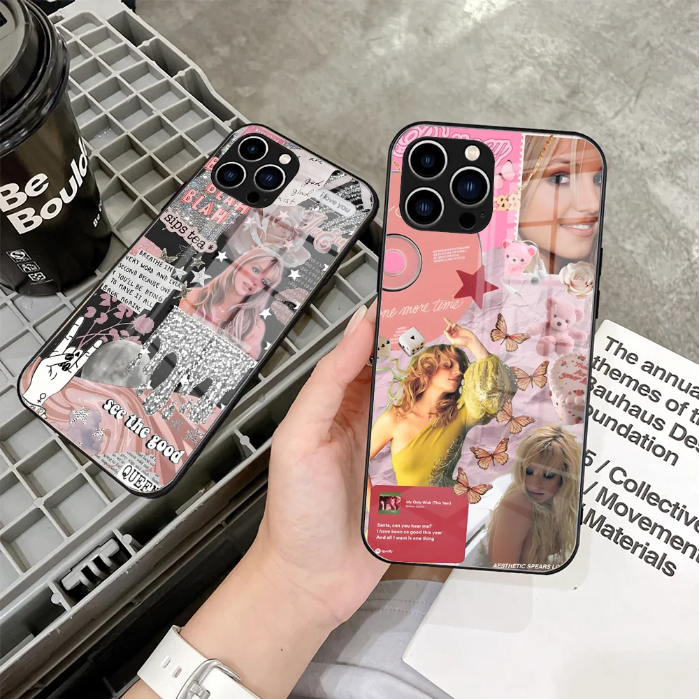 Actor Britney Spears Phone Case 2023 For IPhone 15 14 Pro 13 11 12 XR XS MAX 7/8 X Plus 13 Black Glass Covers