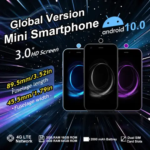 SOYES XS16 Mini smartphone blu da 3 pollici |   Doppio SIM 4G Doppio standby |   Memoria da 3+64 GB |   Gioca al telefono piccolo con riconoscimento facciale del negozio