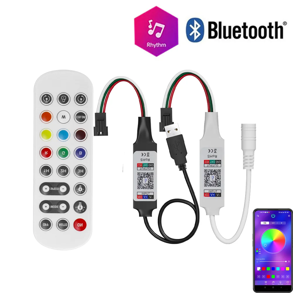 

LED Strip USB/DC Bluetooth 24keys RGB Controller IR Remote Control Dimmer Control WS2812 SK6812 WS2811 Pixels Led Strip Light
