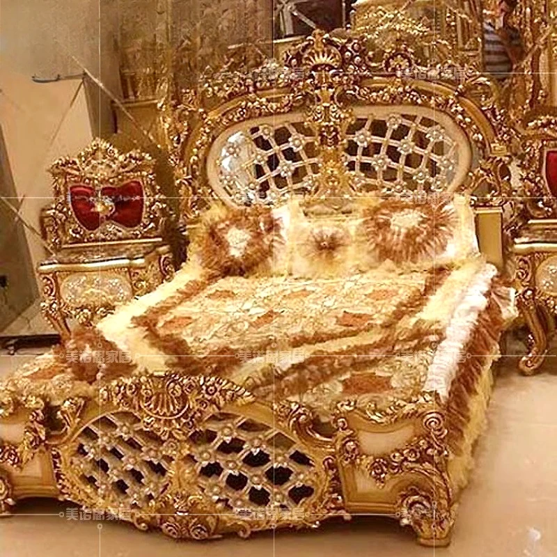 

European Double Bed Adult Romantic Bedroom Light Luxury Princess Bed Unique Comfortable Designer Muebles Lounge Suite Furniture