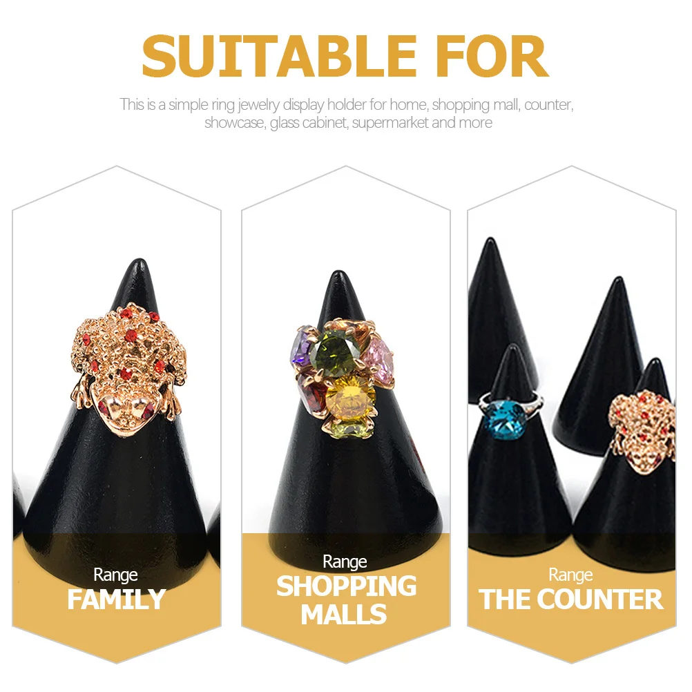 

2 шт., деревянная подставка для колец, конусный держатель, органайзер для ювелирных изделий для домашнего магазина, витрина, стойка для колец, держатель для колец, деревянная подставка для дисплея
