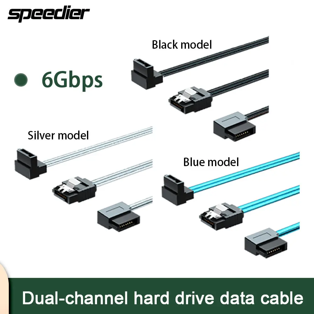 Cable de datos SATA 3,0 negro, Cable SATA III SATA 3, 10 -100cm con pestillo de bloqueo recto a ángulo izquierdo hacia arriba y abajo de 90 grados, 6GB
