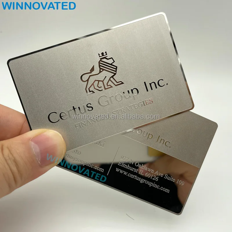 10 0.pieces.CustomCustom Engraved Logo Stainless Steel Color Metal Business Card