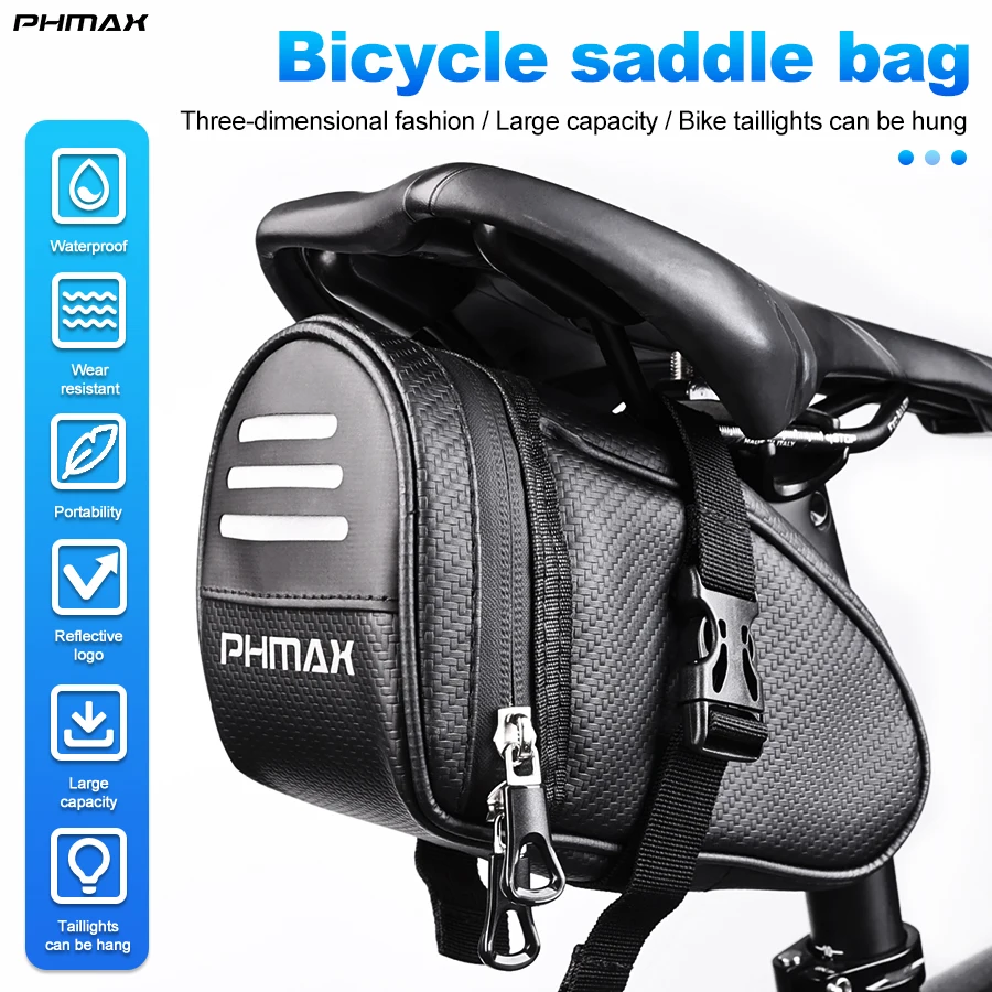 PHMAX Bicycle Saddle Bag MTB Road Bike Saddle bags Waterproof Mountain Quick Release Tail Bag Tool Equipment Accessories