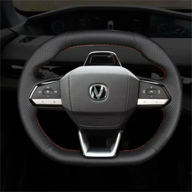 Leather for Changan CS55 PLUS CS75 Plus UNIV UNIT UNIK  Hand Sewing Car Steering Wheel Cover Protective Car Accessories