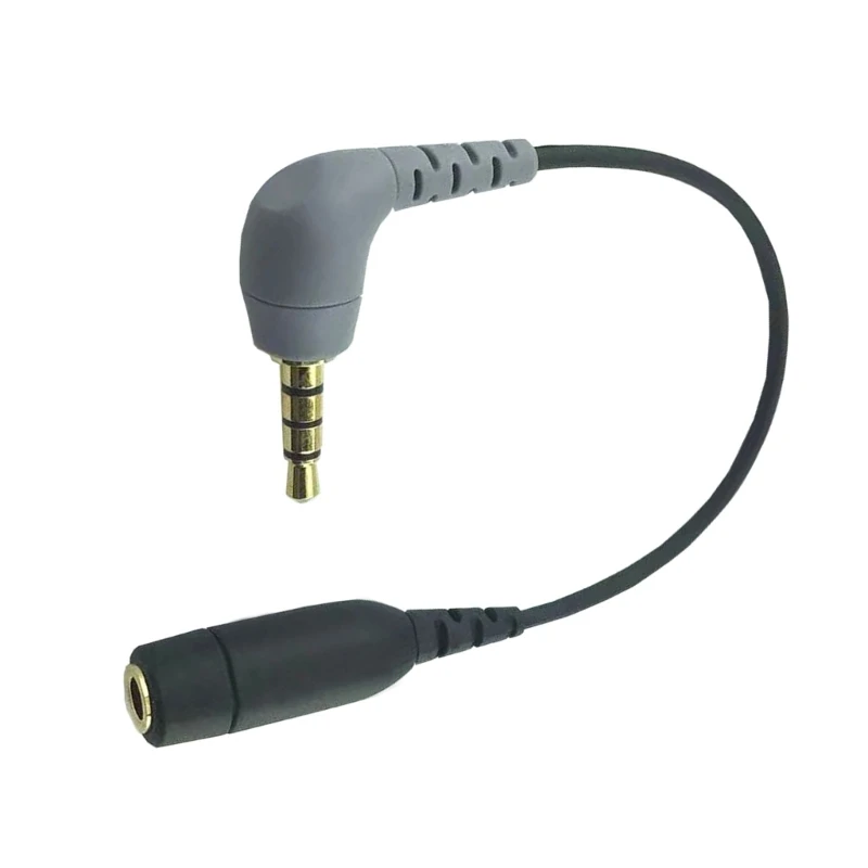 TRS to TRRS Microphone Cable 3.5mm Female to Male Right Angle Adapter Cable Wireless Mic Cord for RODE SC3/SC4