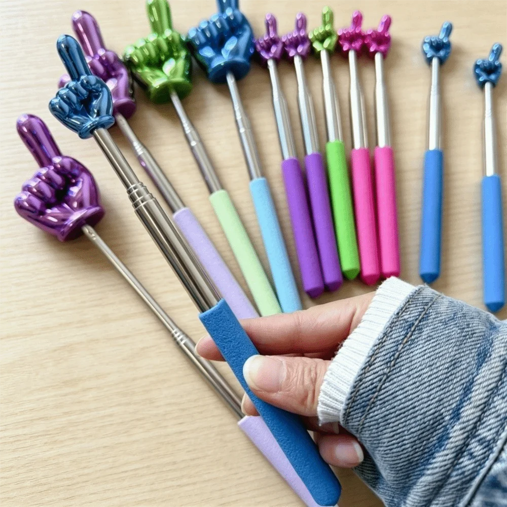 Non-Slip Handle Retractable Reading Stick Finger Design Extendable Teaching Stick Teaching Pointer Blackboard Whiteboard