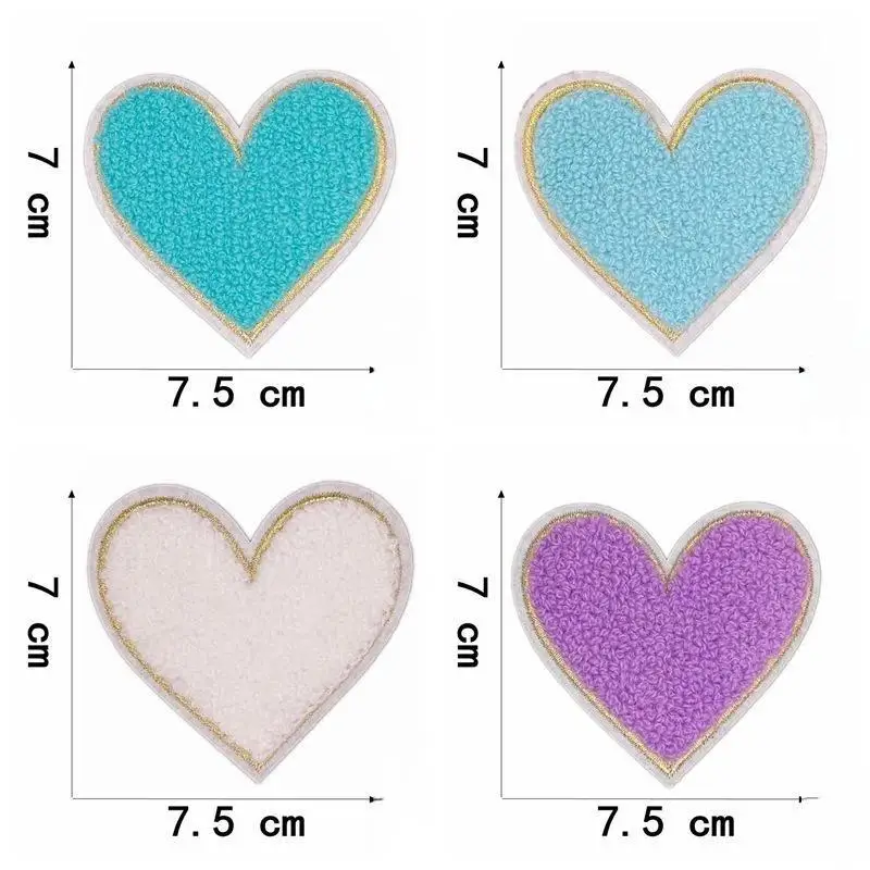 Mehrfarbige Handtuch-Stickerei-Herz-Aufnäher zum Aufbügeln, weich, flauschig, einfach anzubringen, perfekt für DIY-Jacken, Taschen, Bastelarbeiten, Dekorationen. – Detail 31