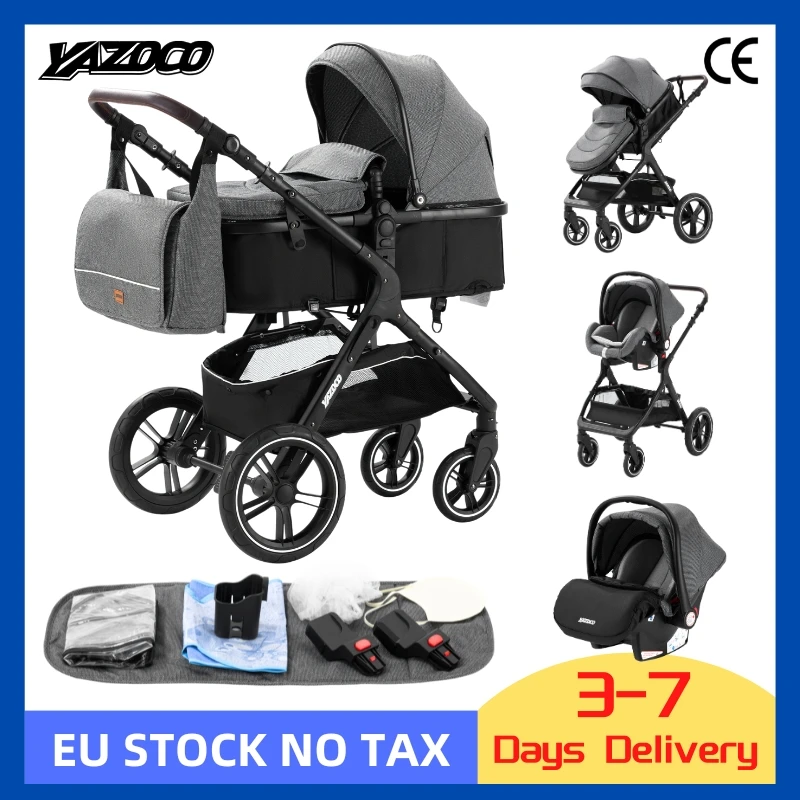 Luxury Baby Stroller 3 in 1 Travel Baby Carriage Portable Folding Prams Aluminum Frame High Landscape Car for Newborn Babyboomer