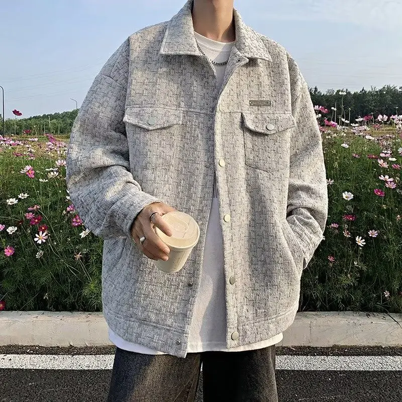 

Весенне-осенняя тонкая куртка для мужчин больших размеров, свободного кроя, из полиэстера, для офиса и повседневной носки