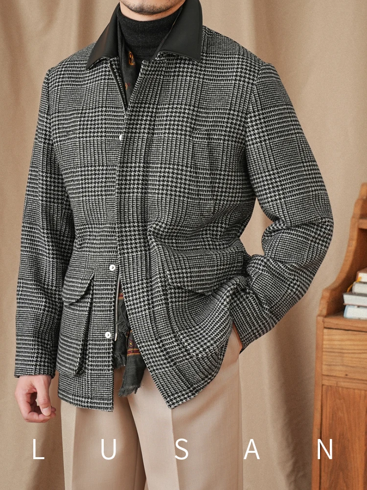 

Mr. Lu San autumn and winter gentry prince gray coat 70% wool retro warm petty Italian jacket men