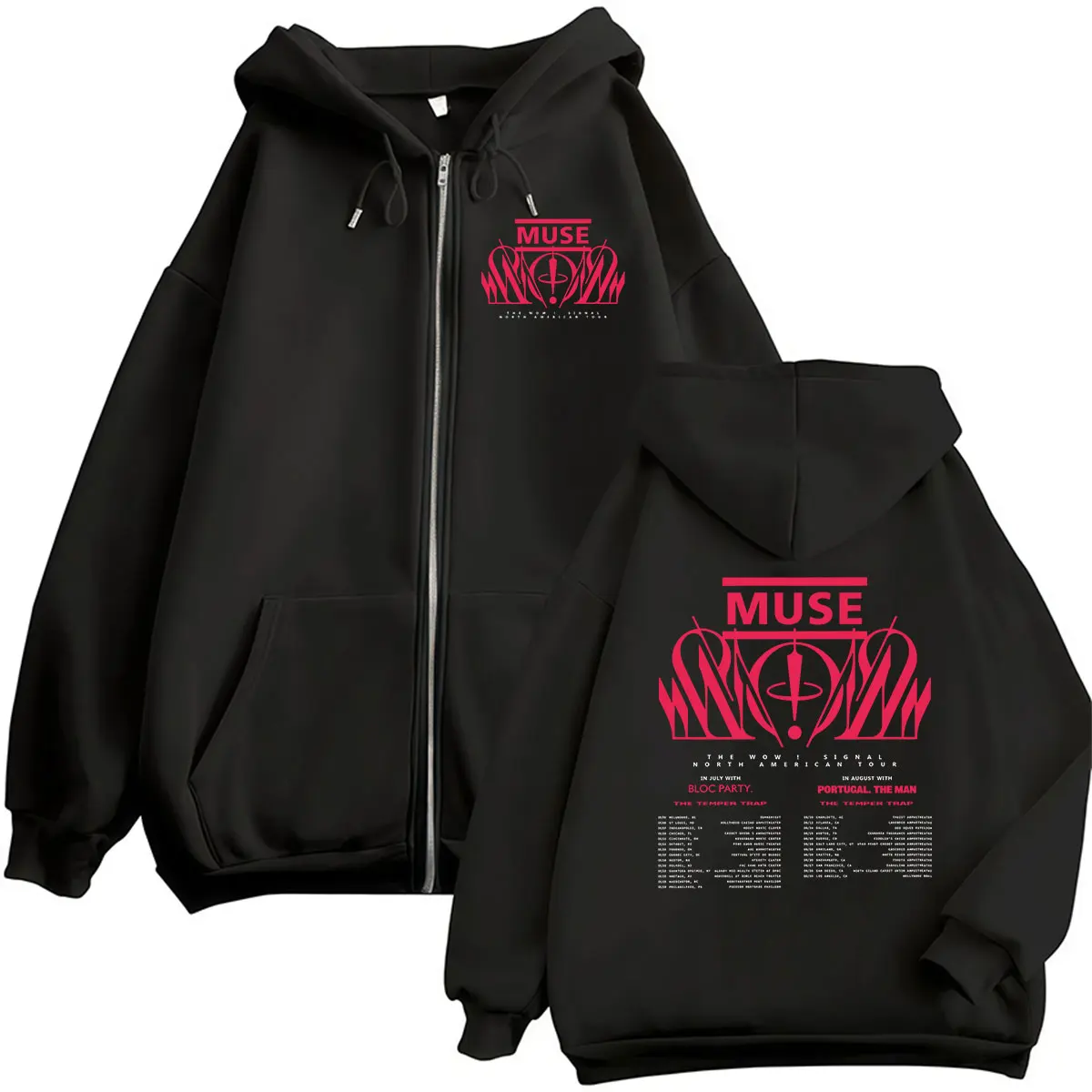 MUSE Band The Wow! Signal Tour 2026 Zipper Hoodie Men's Women Retro Long Sleeve Fashion Coats Sweatshirt Hip Hop Pullover Hooded