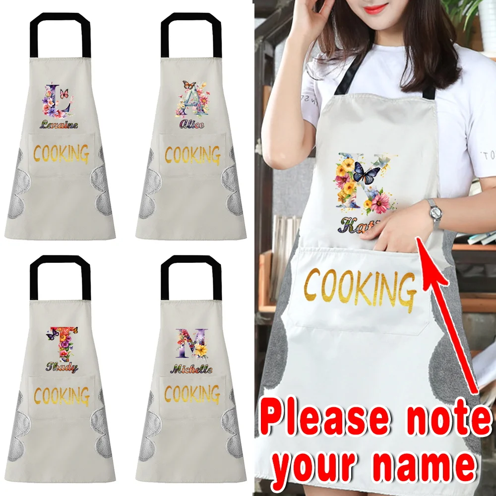 

Personalized Customized Women's Kitchen Oil-proof Apron With Pocket Belt Waterproof Sleeveless Bib Apron Easy To Clean.