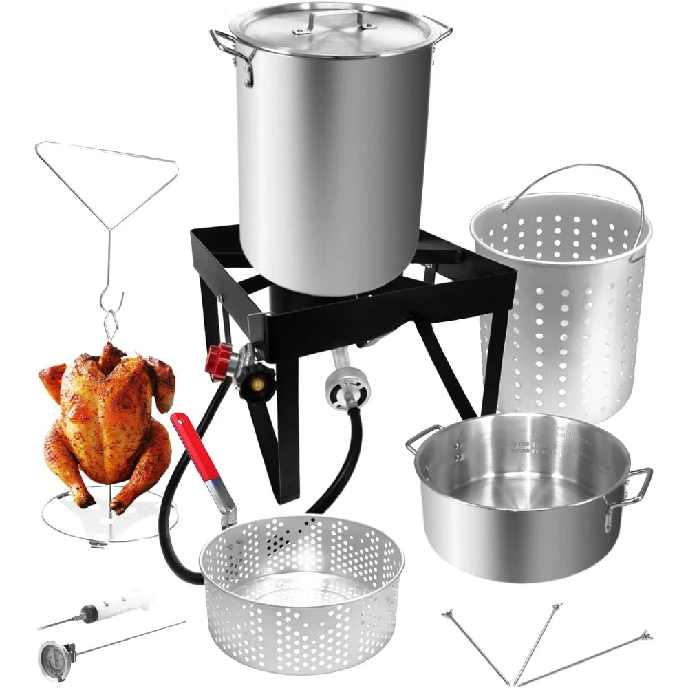 

Turkey Fryer Propane Burner Complete Kit - Turkey Fry & Boil - With High Pressure Propane Regulator and Hose,Black