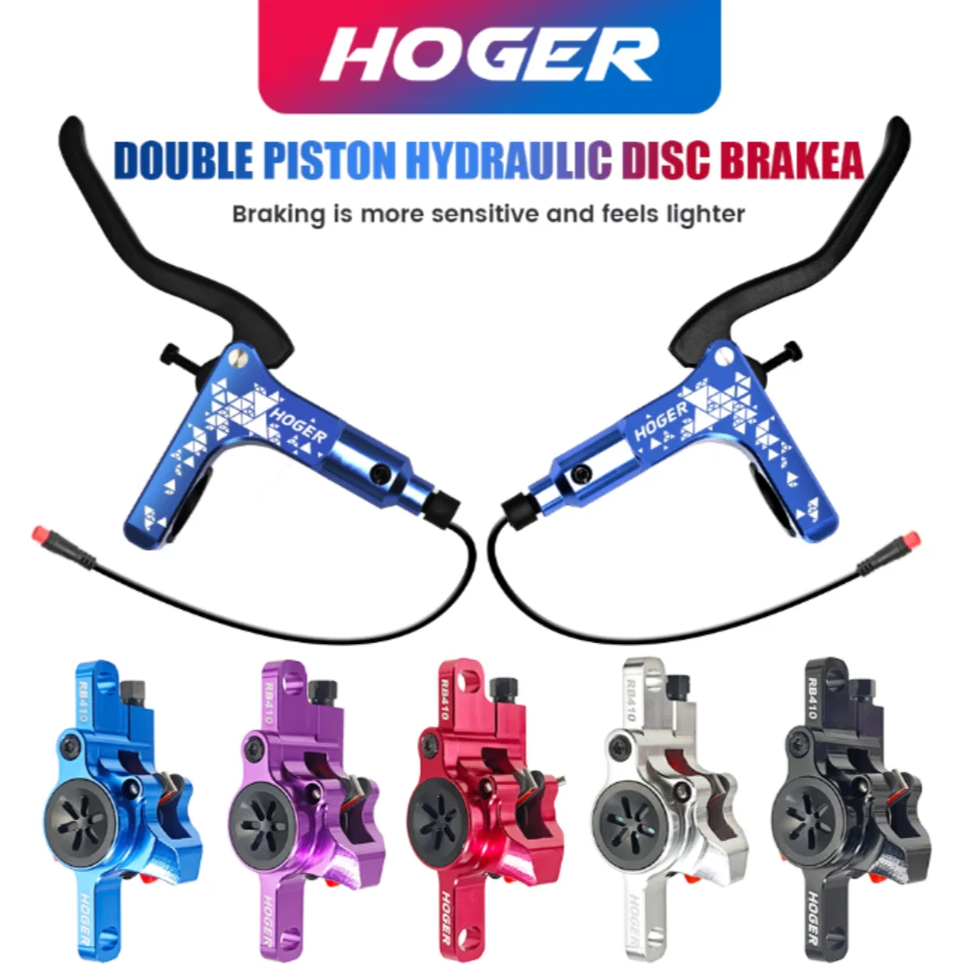 HOGER E-Bike MTB Hydraulic Disc Brake Set Electric E Scooter Power Control Shifter Bicycle Brakes 160mm rotors Aluminum Alloy