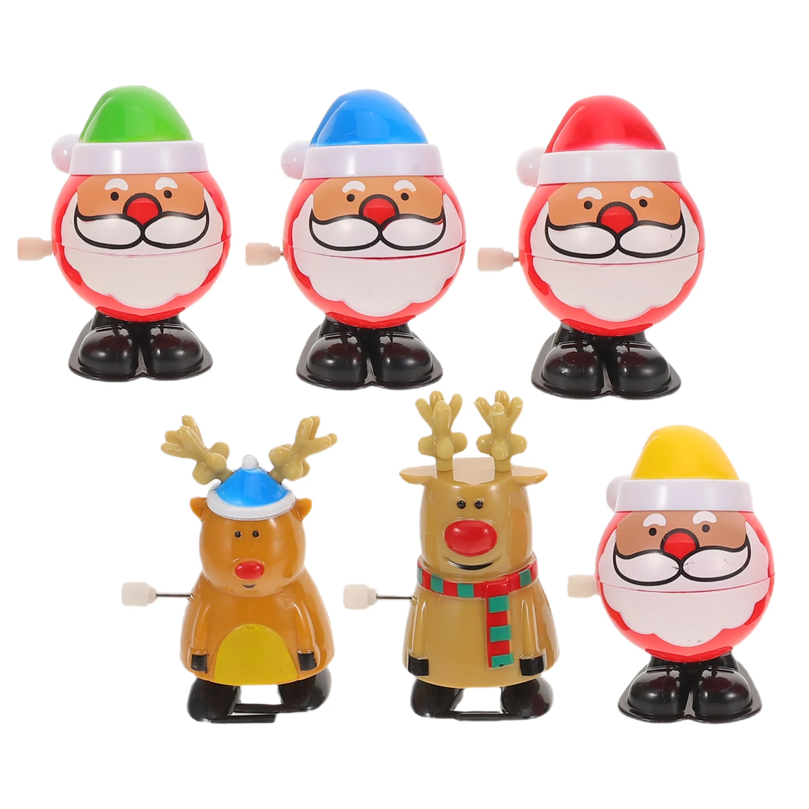 6 pçs natal acabar rena andando figuras de relógio favores festa novidade portátil crianças decoração do feriado