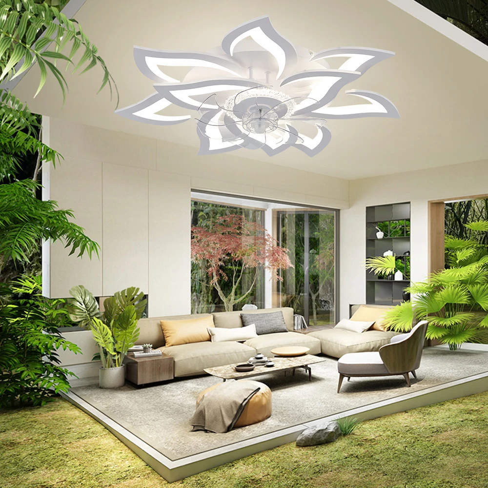 New Lotus-style Ceiling Fan Light 92W High Power Super Bright Ultra Quiet Living Room Bedroom Gaming Room Nordic style Fan Lamp view 2